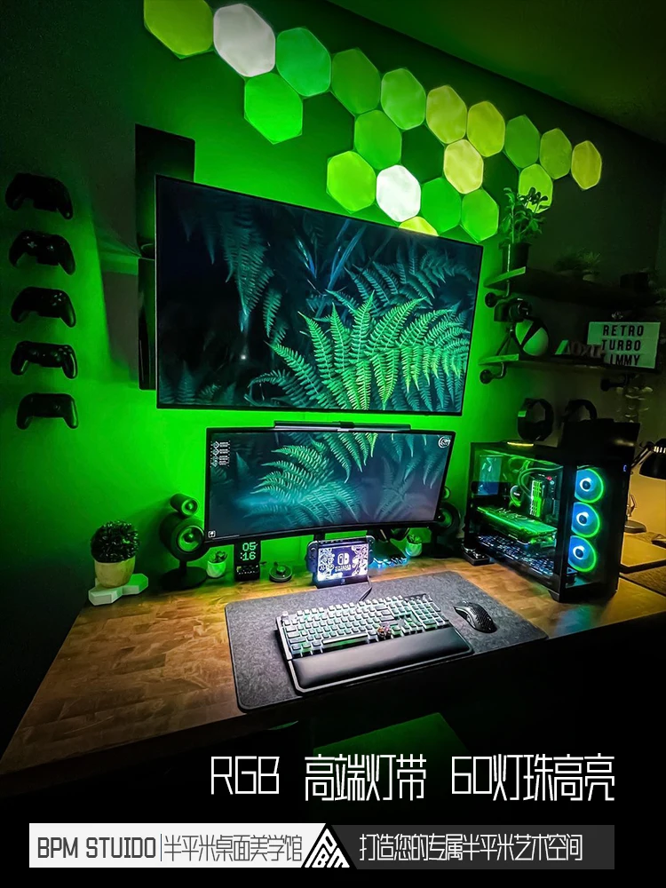 RGB lamp with super bright atmosphere, synchronous display of light bar, esports desktop computer USB desk with LED.