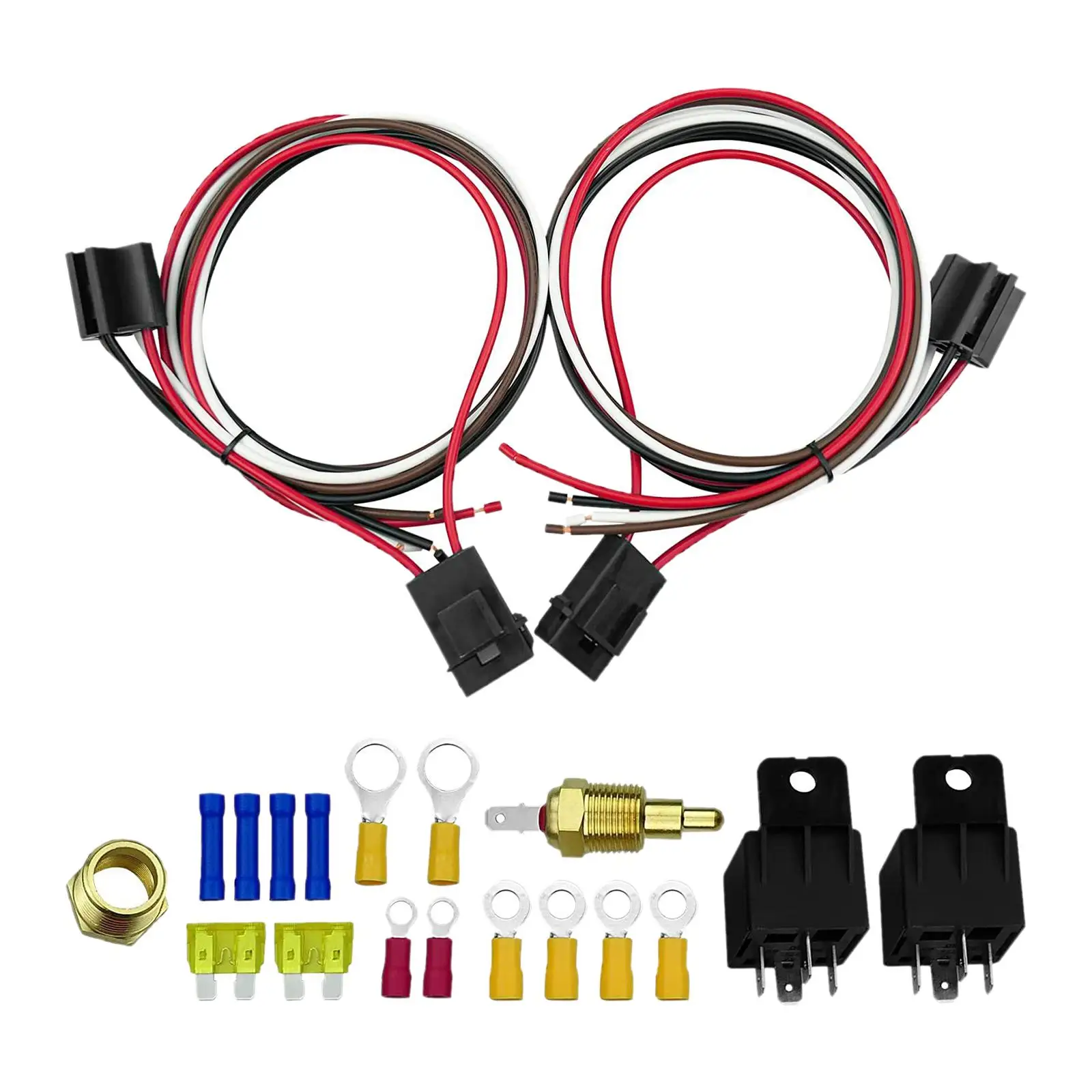 Auto Dual Cooling Fan Relay Kit 185 On 175 Off 40 Amp Relay Thermostat Temperature Sensor Switch