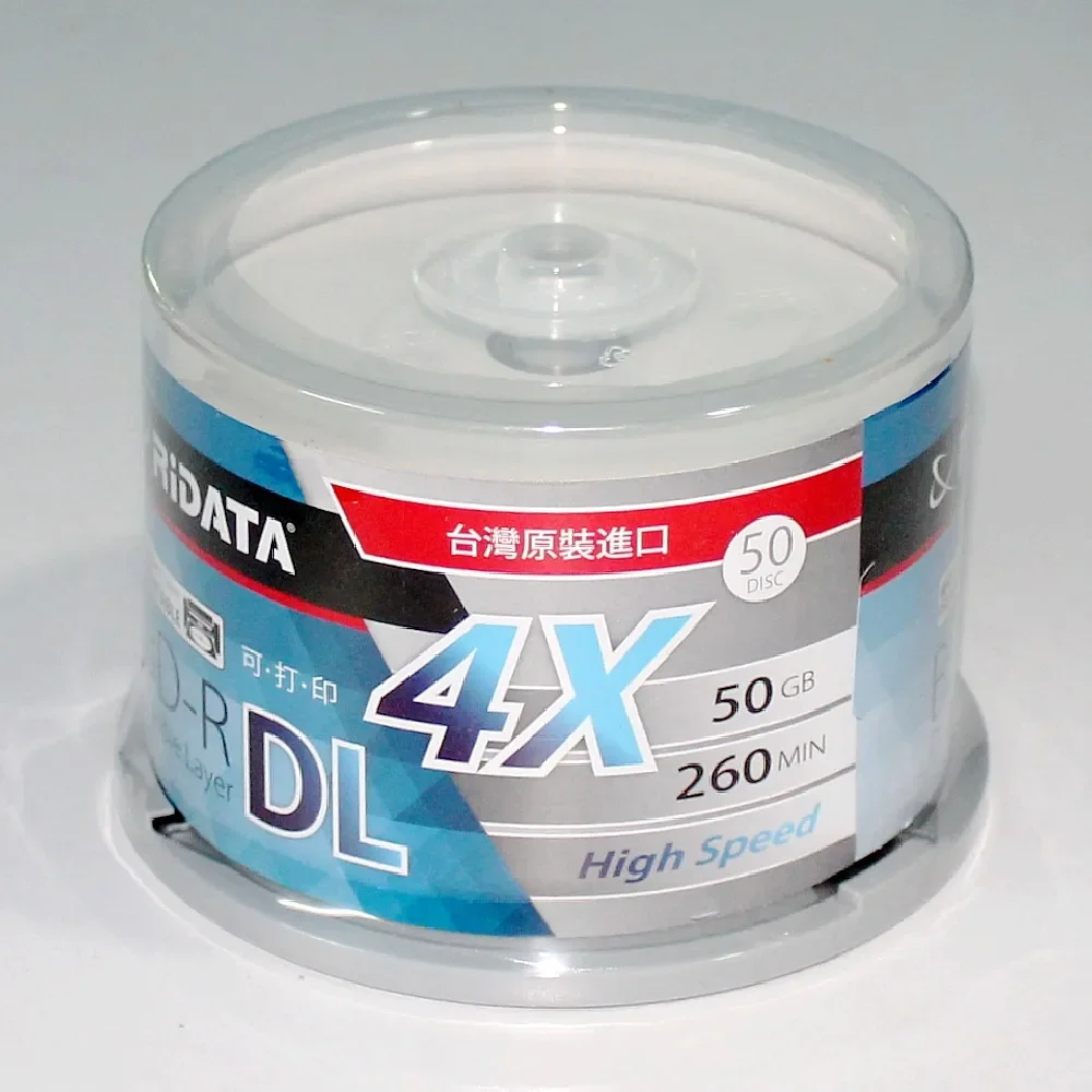 50 Pack/Spindle Box RIDATA/Ritek  A+ quality Blank White Surface Inkjet Printable Blu Ray DL 2-8x Dual Layer 50GB BD DL Disc