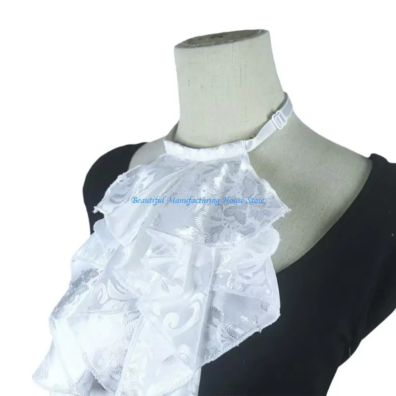 E56A Victorian Ruff Collar Decorative Collar for Theme Parties Halloween Formal Event Gathering Cosplay Costume Accessories