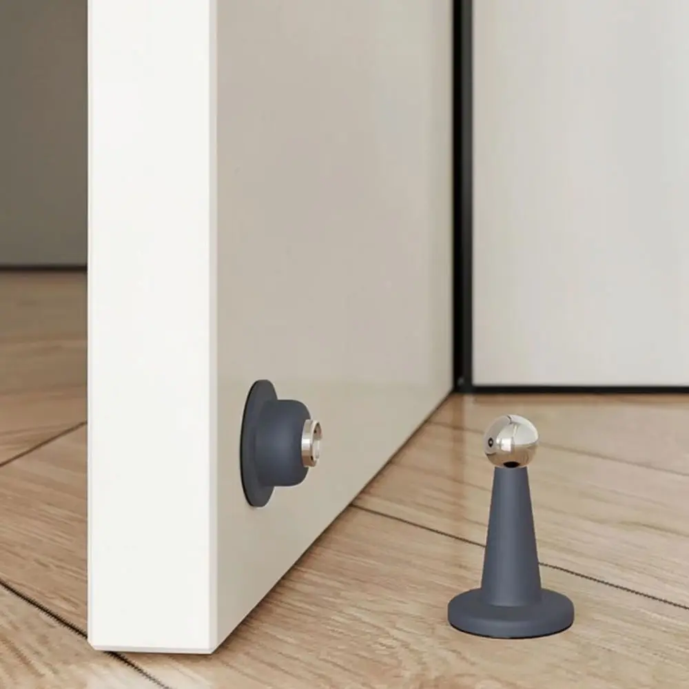 Magnetic Door Stop Wall Mounted Anti Collision Silicone Buffer Easy Install Punch Free Holder Household Door Hardware