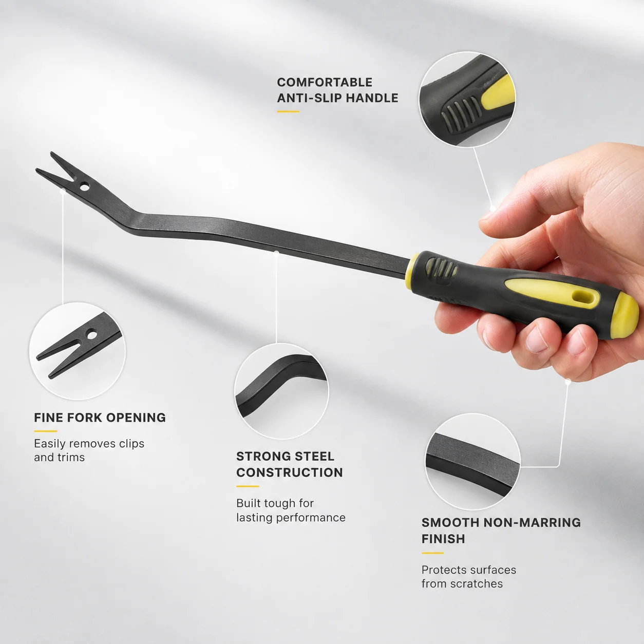 Professional Car Trim Removal Tool Non Marring Pry Tool for Roof Handle Clips Interior Panel Fastener Removal Automotive Repair