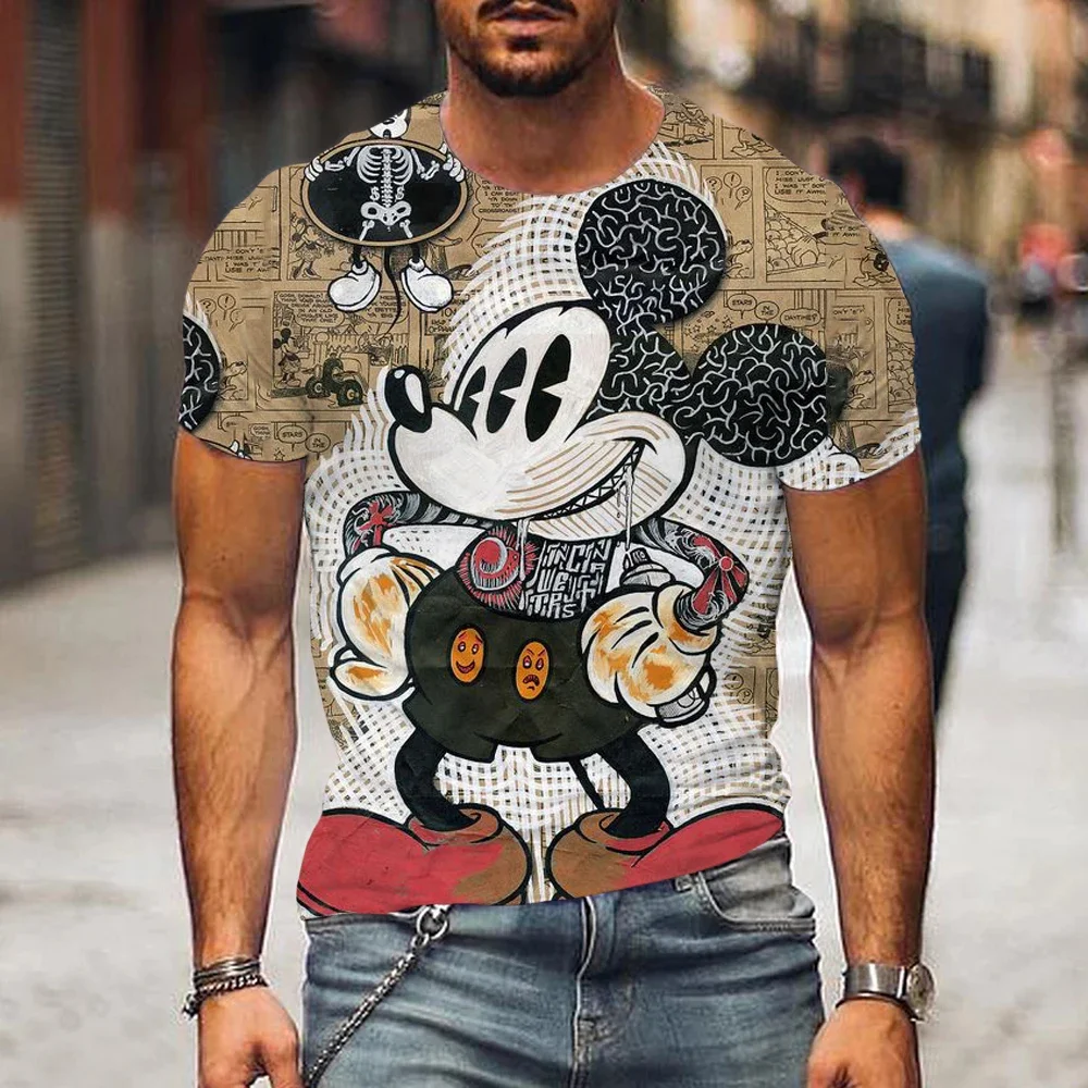 2024 New Summer Disney Mickey Mouse T Shirt For Kids Casual Short Sleeve Print T-shirt Cool Cartoon Unisex Tops Tee