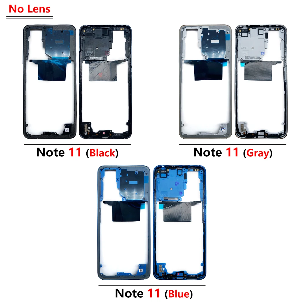 For Xiaomi Redmi Note 11 4G / Note 11s / Note 11 Pro 5G Middle Frame Bezel Middle Plate Replacement Parts Black / Blue