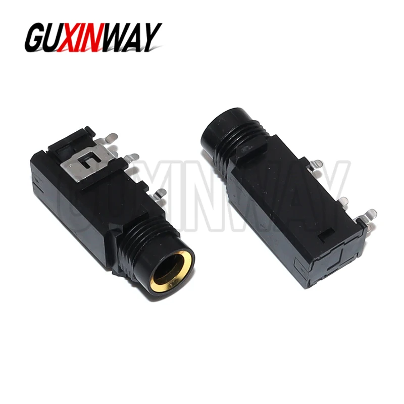 5PCS DIY 6.35mm / 6.5mm Jack Gold Plated 4P Stereo Dual Channel Microphone Socket 6.35 /6.5 Audio Straight jack Connector