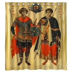 Saints Shower Curtain By Ho Me Lili Greek Orthodox Church Soldier Lord God And Saviour Jesus Christ Waterproof Bathroom Decor