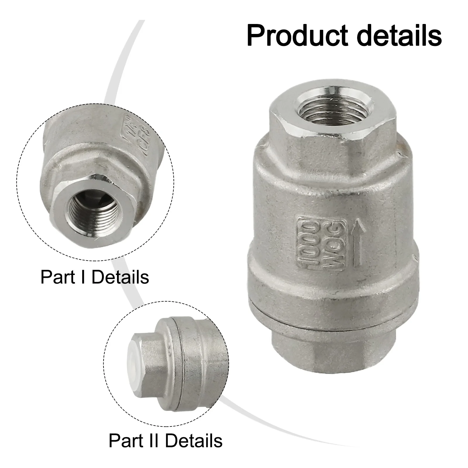 Stainless Steel Fitting 304 Cast Check Valve Plumbing Installation Silver 304 Stainless Steel Valve 1 2 Thread Size