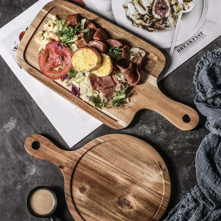 

Steak Dinner Plate Wooden Home Japanese Style Wooden Plate Rectangular Plate Western Plate Breakfast Cutlery Pizza Plank Tray