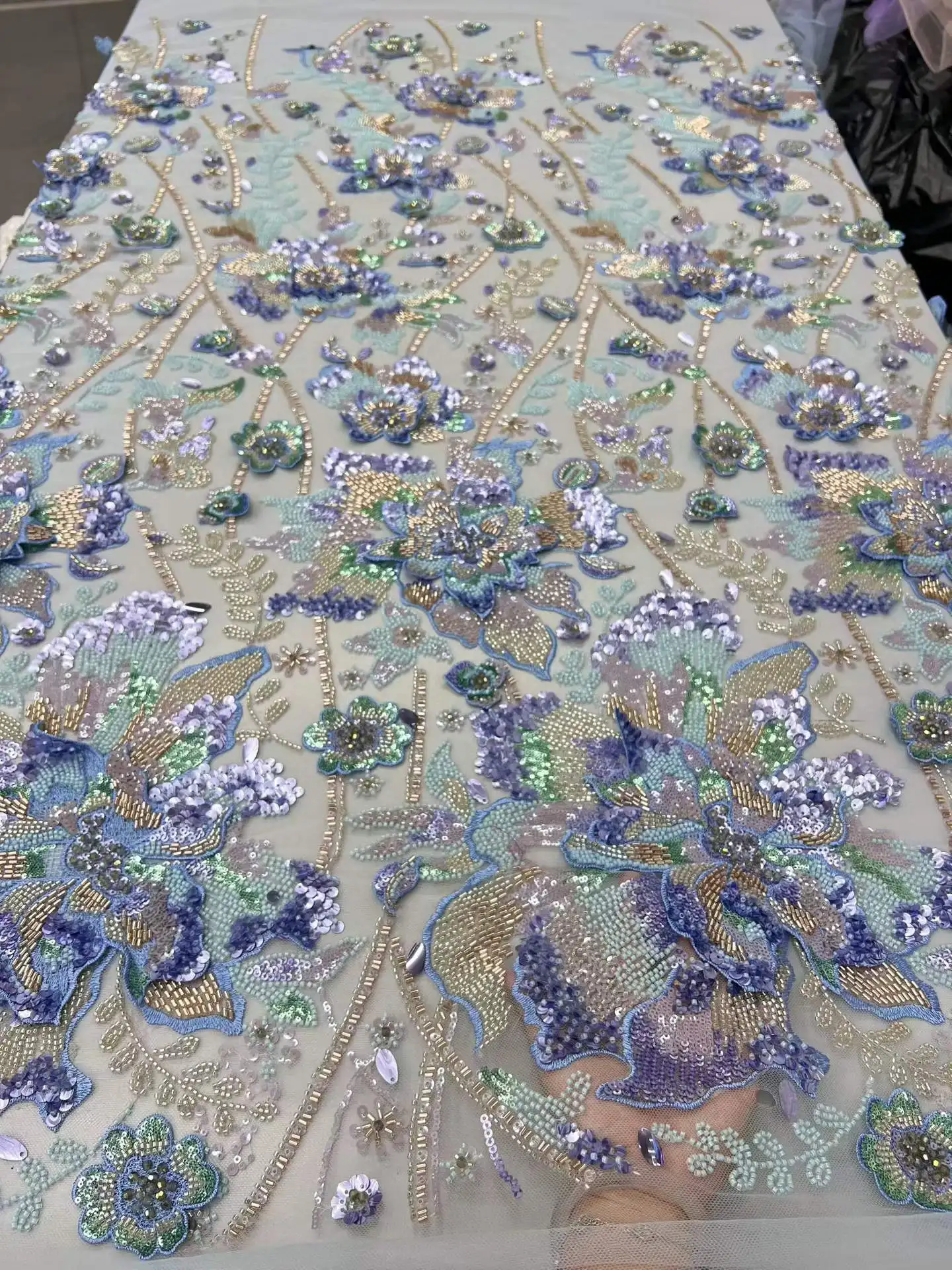 Luxury African Net Lace Fabric with Sequins Embroider 2026 High Quality Nigerian French Beaded Tulle 5 Yards for Wedding Party