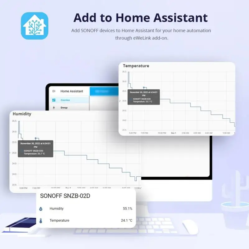 SONOFF-Sensor de temperatura y humedad para el hogar, dispositivo inteligente de automatización del hogar, Monitor en tiempo Real, Ewelink, Alexa,