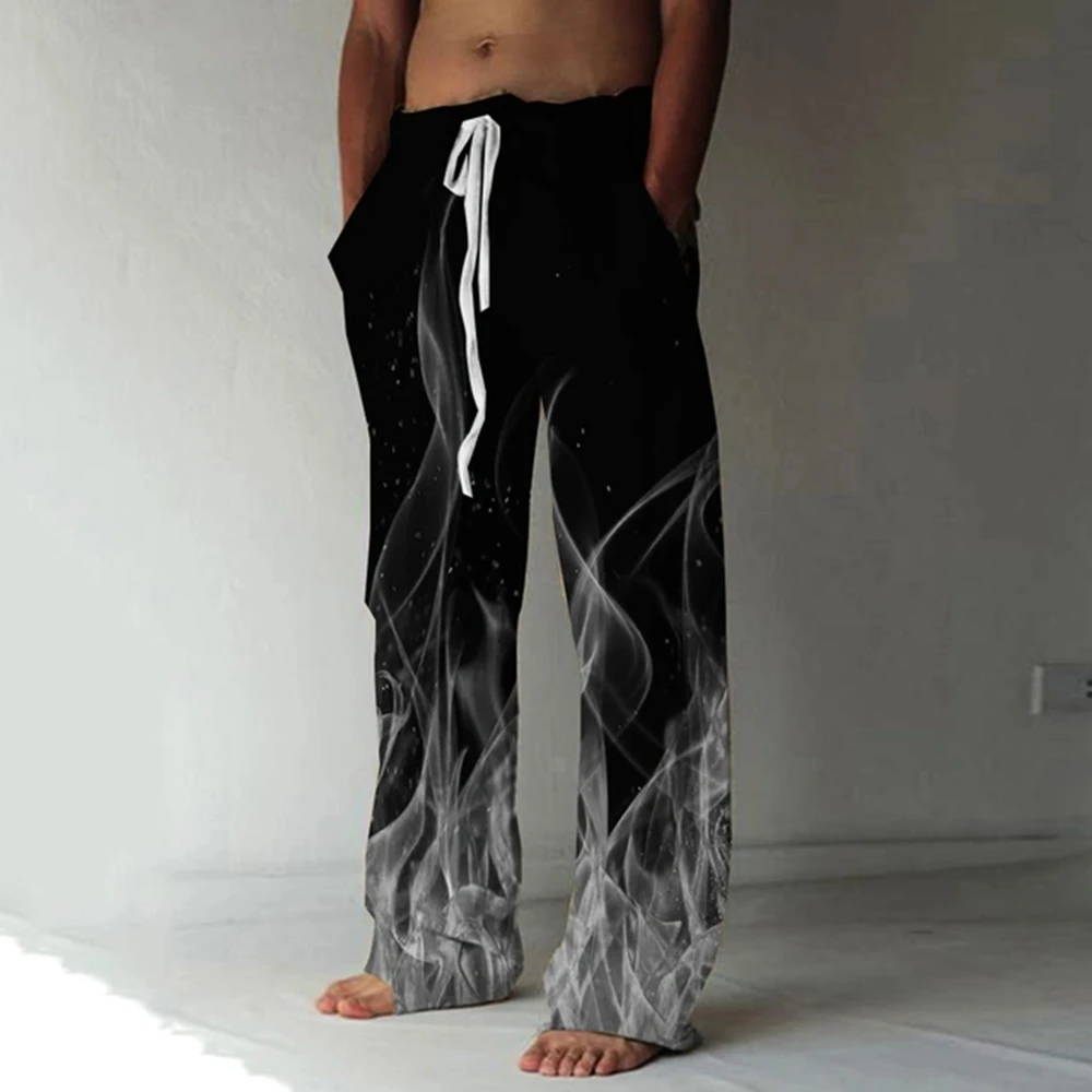 

Men's Trousers Summer Pants Beach Pants Drawstring Elastic Waist flame 3D Print Graffiti Comfort Casual Daily Holiday Streetwear