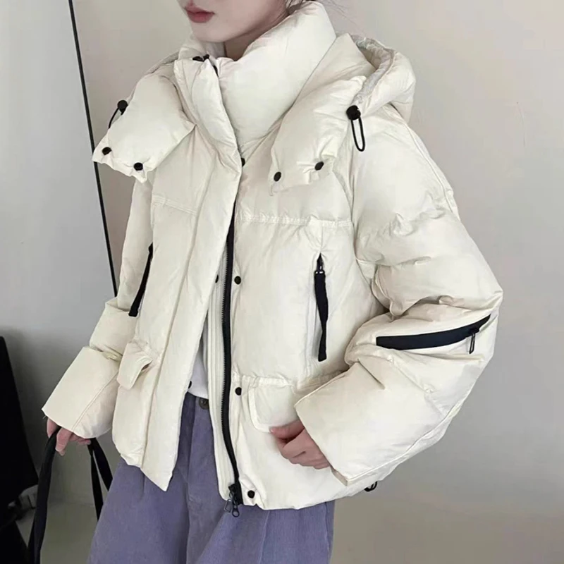 

Women Overcoat White Duck Down Warm Winter Women Down Jacket 2025 New High Quality Hooded Women Down Jacket Fashion Parker H768