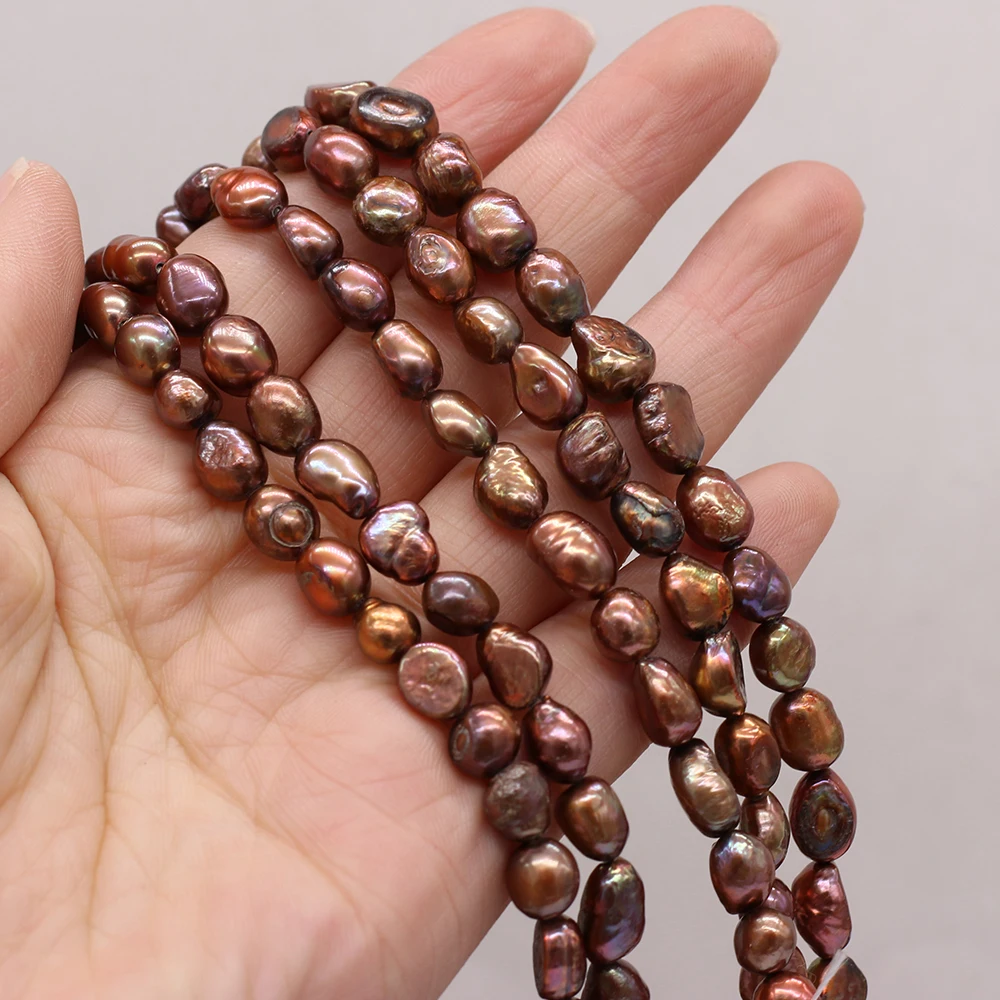 7-8mm Irregular Shape Natural Freshwater Pearl Beads Dyed Coffee Colored Pearls Beads for Jewelry Making DIY Necklace Bracelet