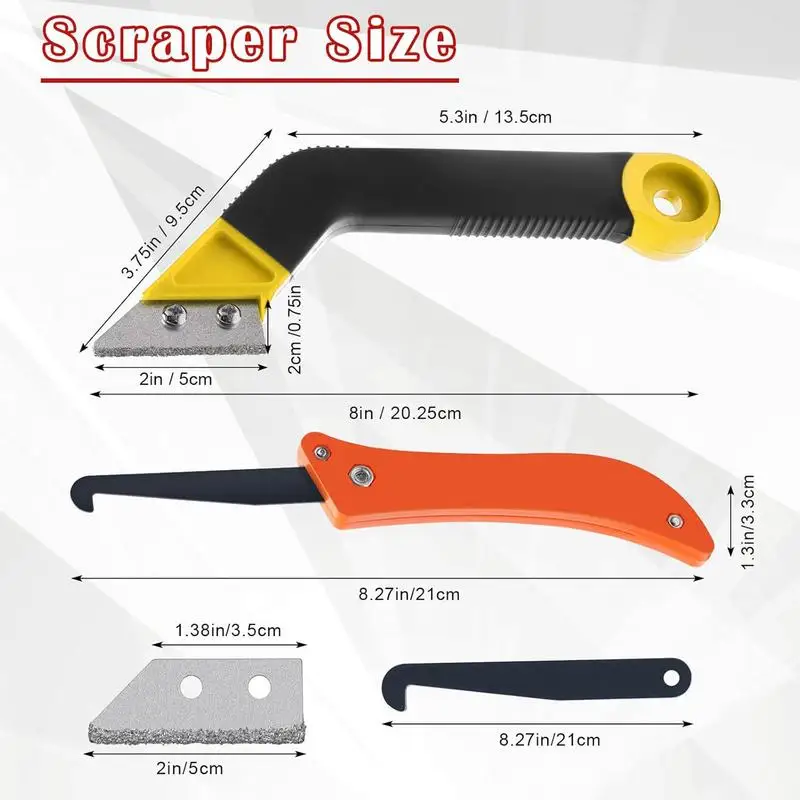 أداة كشط الجص 8X ملحقات حشو مزيل الجص بزاوية طويلة الأمد مع تصميم مريح 5 استبدال إضافي