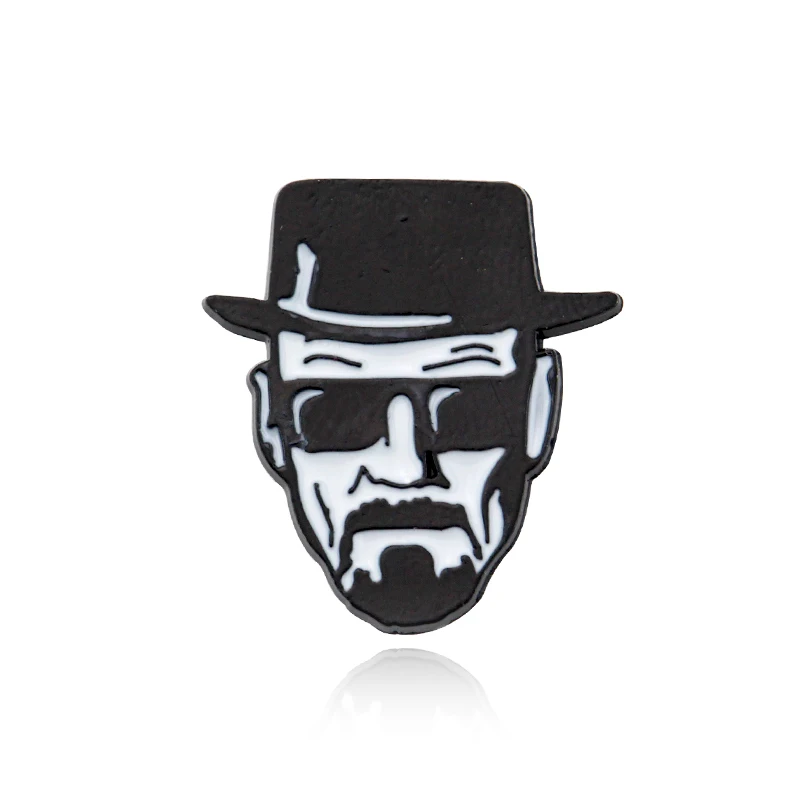 Heisenberg Brooch Breaking Bad Walter White Enamel Pin Lapel Brooch Metal Brooch Bag Badge Jewelry Gift for Kids Friend