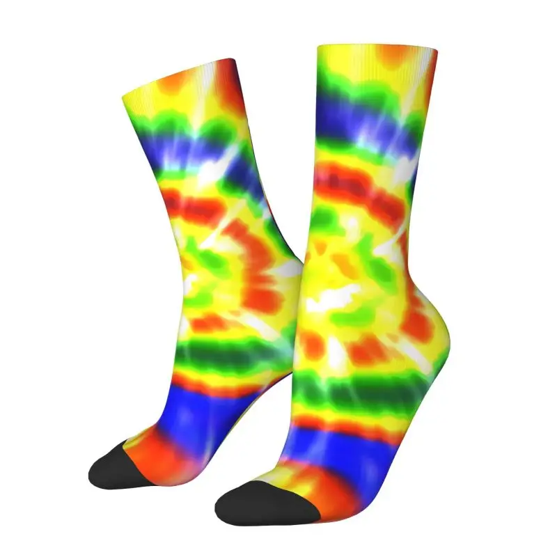 Custom Kawaii Printing Very Colorful Tie Dye Socks for Men Women Stretch Summer Autumn Winter Traditional Dyeing Art Crew Socks