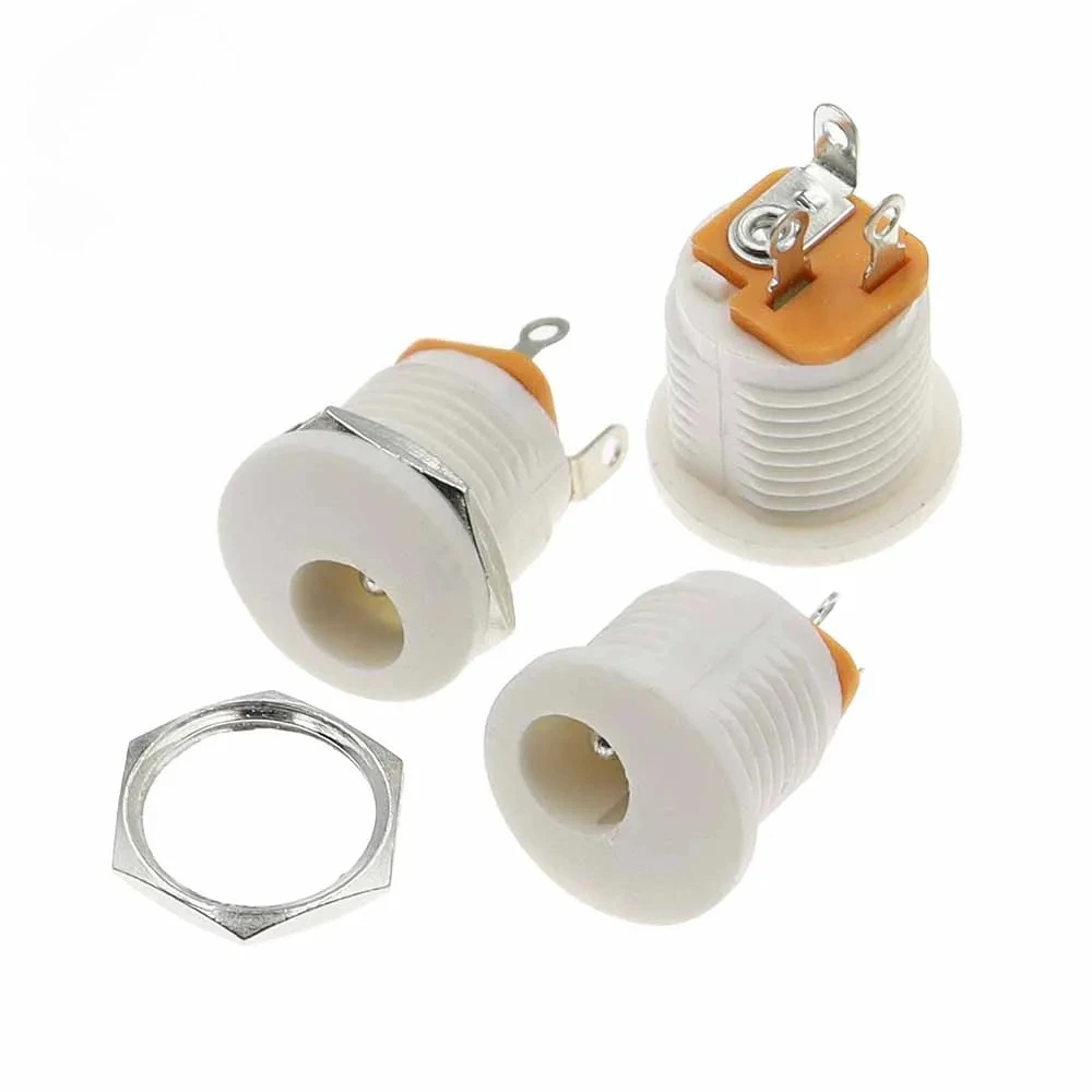 DC-022 5.5x2.1mm DC Power Socket Plug Jack DC Connectors Round Hole Screw Nut Interface Panel Mounting DC022 5.5-2.1