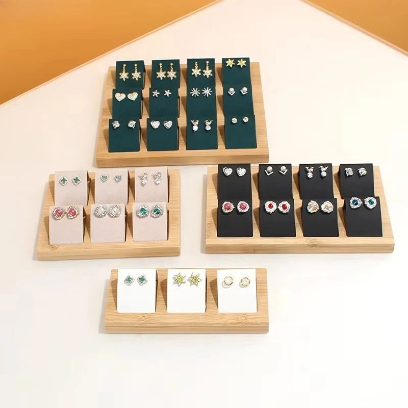 Fashion Wood DIY Storage Jewelry Tray Earring Display Cards Ring Bracelet Gift Box Jewellery Organizer Earring Holder