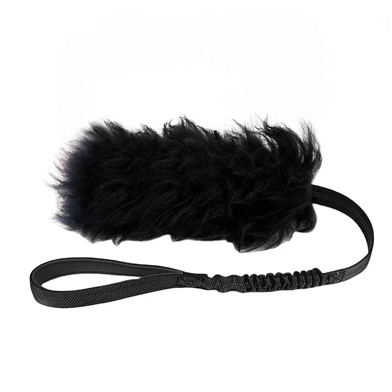 Interactive Pet Dog Bungee Toy Medium Large Dogs Exercise Outdoor Rope Toy Rubber Ball Sheepskin Leather for Puppy Dog Use