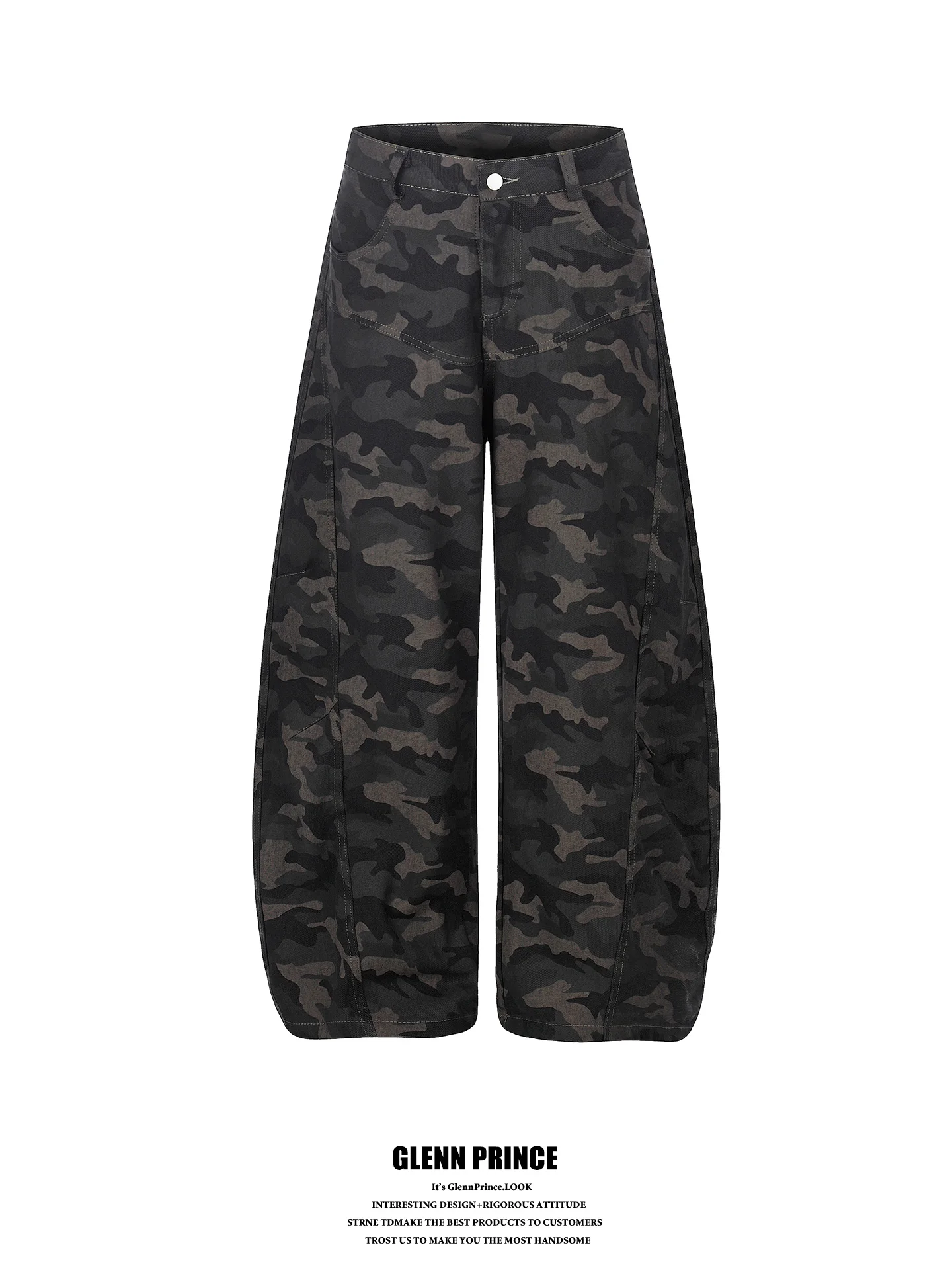 

American Retro Camouflage Knife Loose Fit Men's Jeans Street Style Wide Leg Workwear Long Trousers Youth Casual Cotton B...