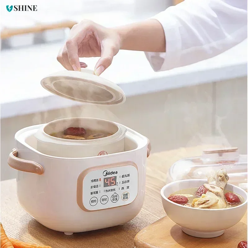 

Ceramic Electric Slow Stewer For Household, Multi for Baby Food Porridge Dessert Cooking. Electric Soup Pot for Delicate Cuisine