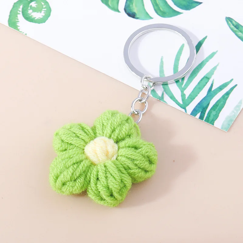 Ręcznie robiony, dziergany breloczek dla kobiet i dziewcząt, uroczy, szydełkowany brelok z kwiatkiem, zawieszka do kluczy samochodowych, ozdoba do torebki, prezent, 1 sztuka