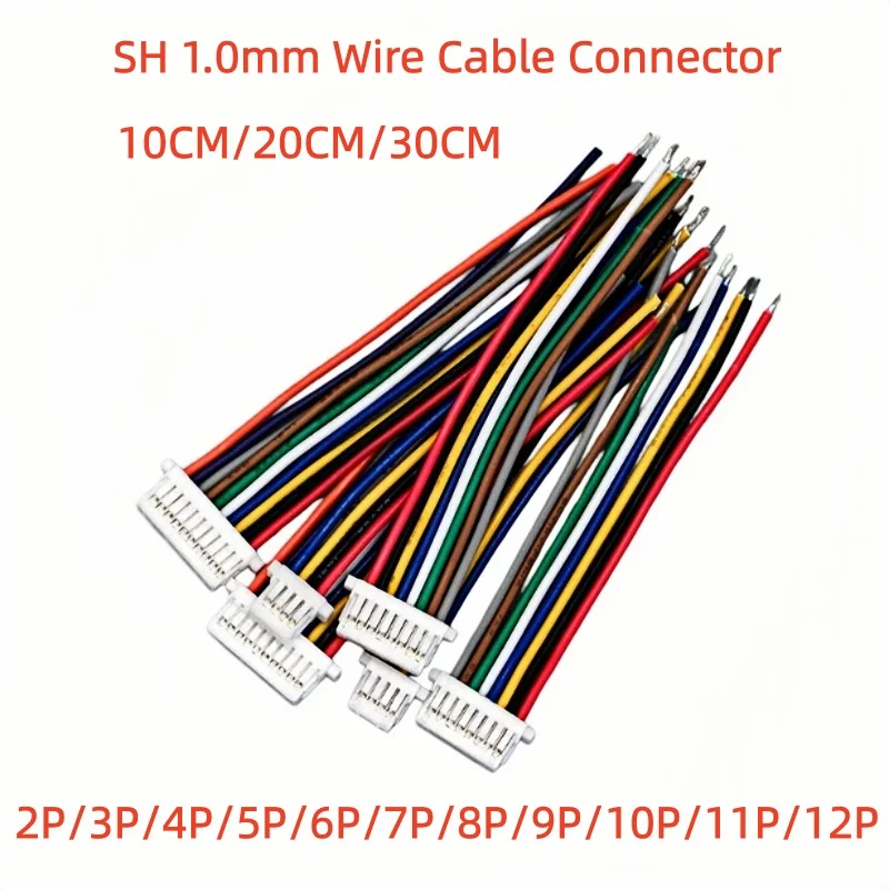 10PCS SH 1.0mm Wire Cable Connector DIY SH1.0 JST 2/3/4/5/6/7/8/9/10/11/12Pin Electronic Line Double Connect Terminal Plug 28AWG