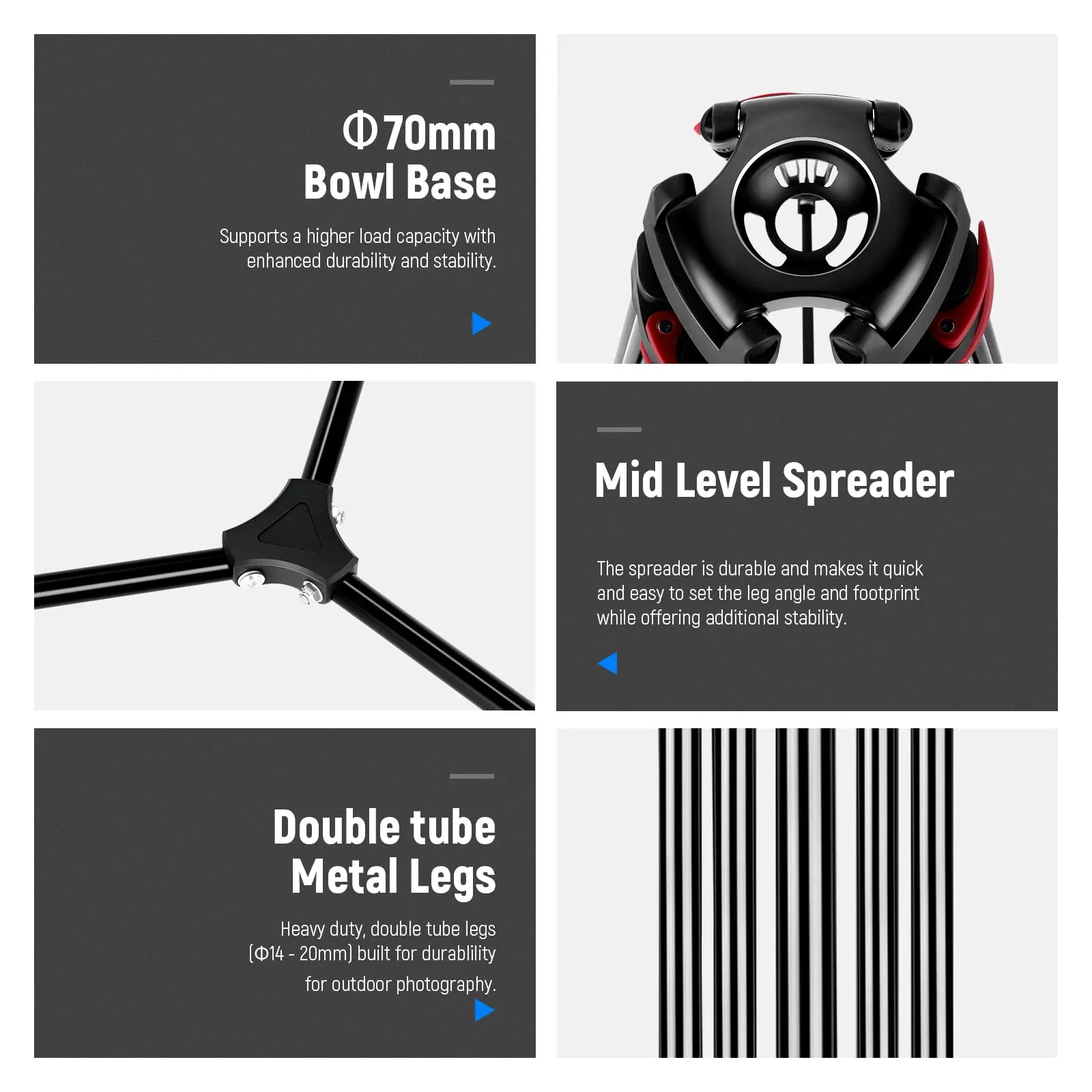 NEEWER 79 "/200 سنتيمتر فيديو ترايبود الثقيلة سبائك الألومنيوم كاميرا حامل ثلاثي القوائم مع رأس سحب السائل #5