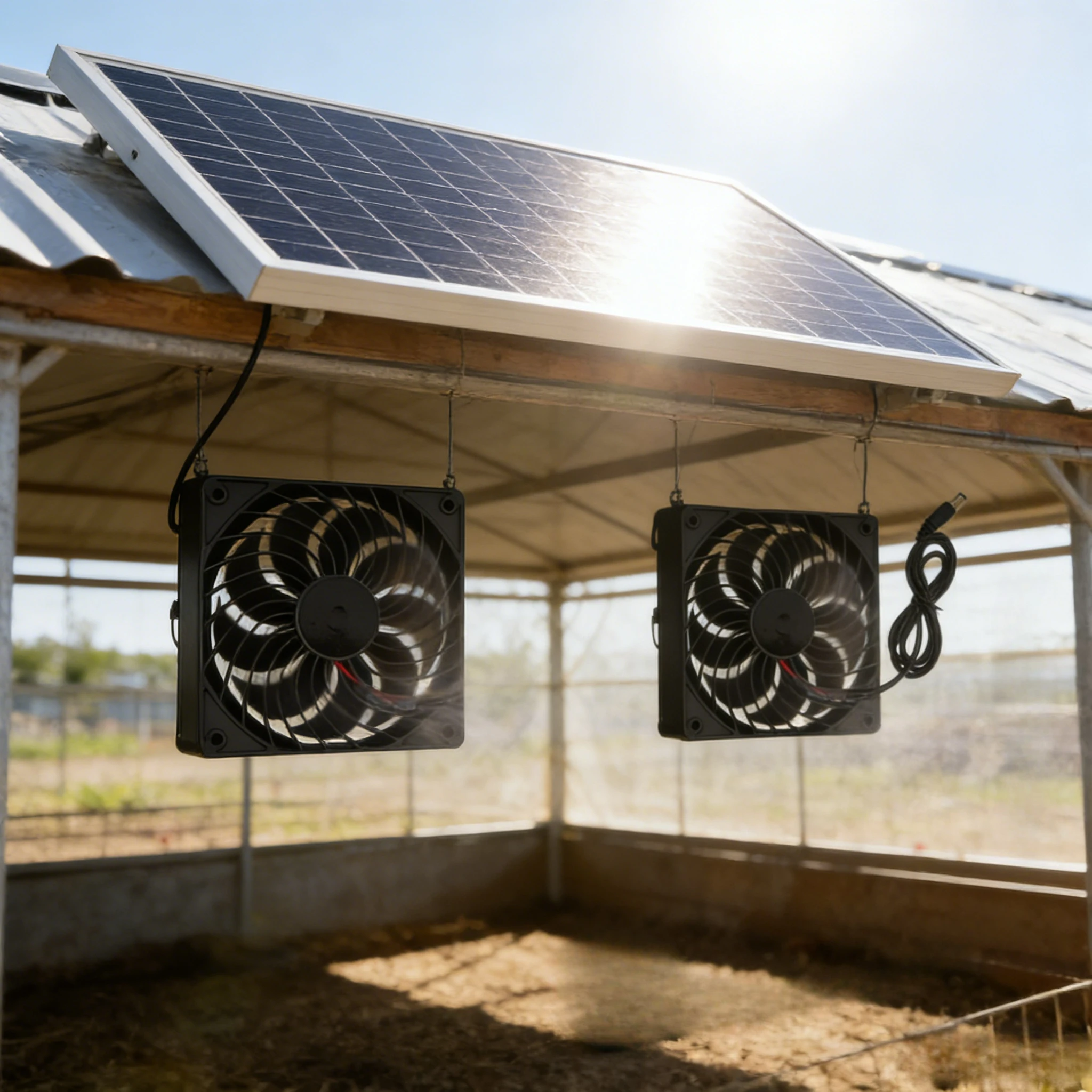 Energy Saving 10W Solar Fan for Pet Kennel Cooling - Auto Exhaust Ventilation Cat/Dog House & Poultry Shed  EESBAO