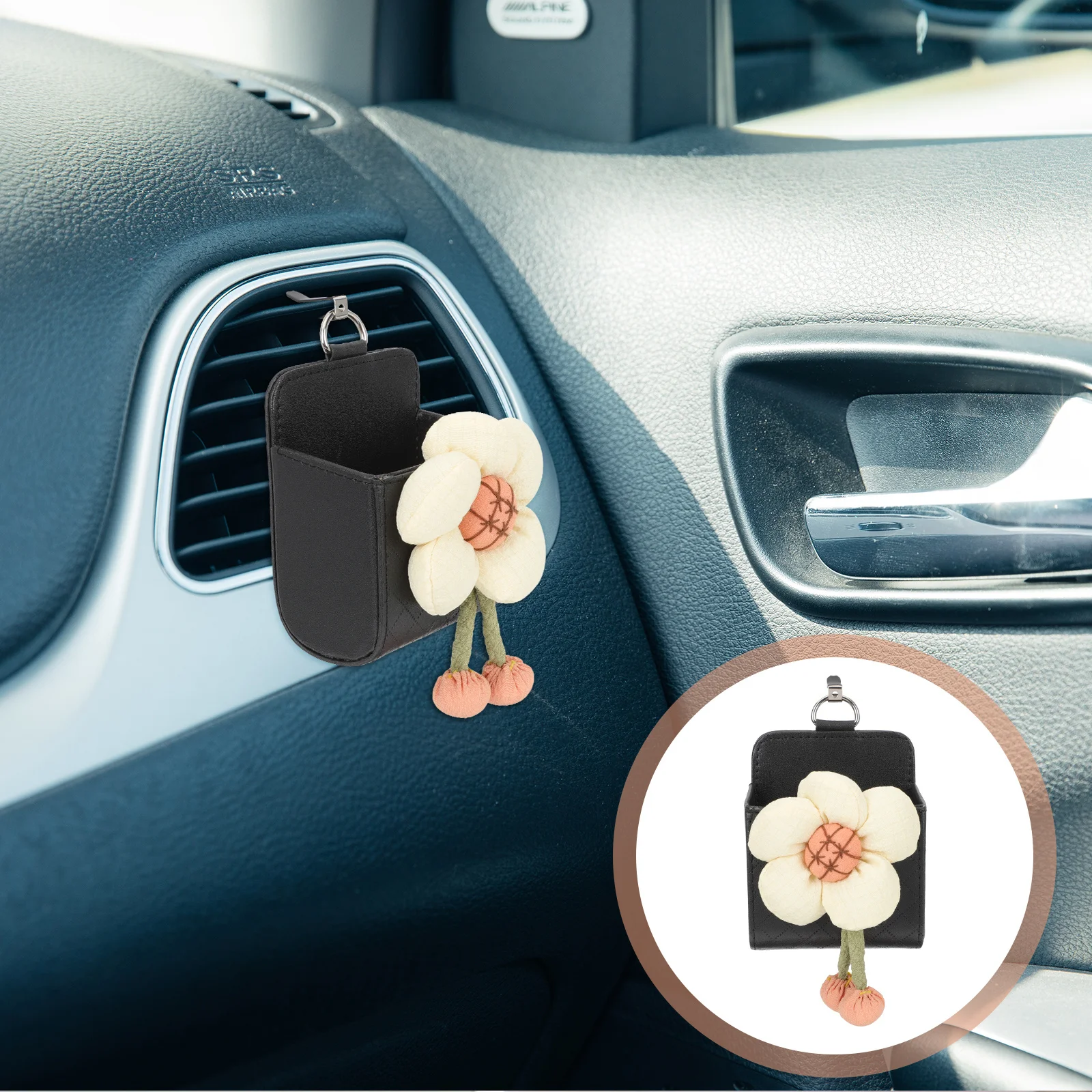 

Vent Organizer Storage Bag For Keys Coins Cell Phone Large Capacity Hanging Pouch Interior Accessories Coin