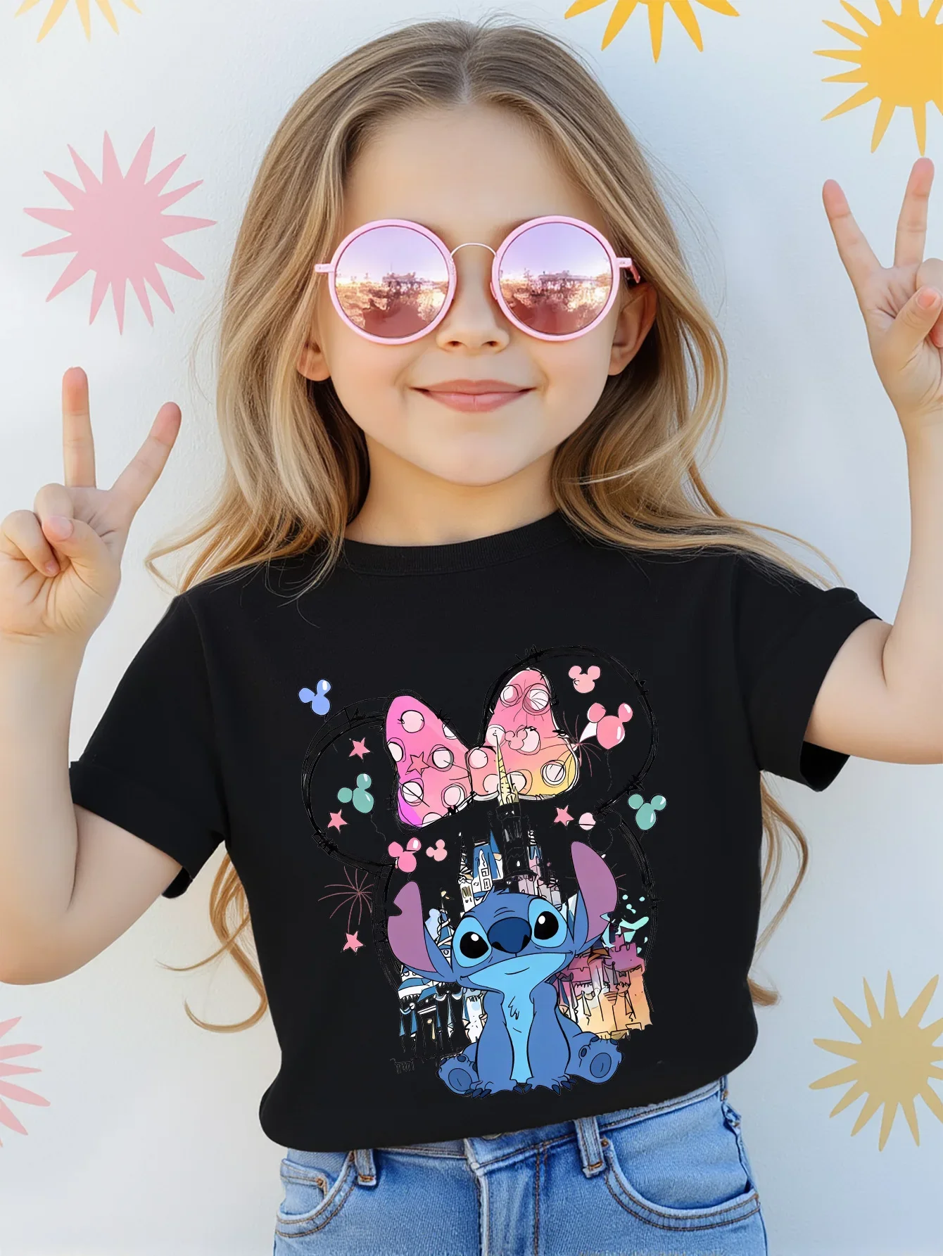 

Детские летние футболки Disney Stitch для мальчиков и девочек, семейная одежда для родителей и детей, повседневная свободная удобная одежда с короткими рукавами для мужчин и женщин