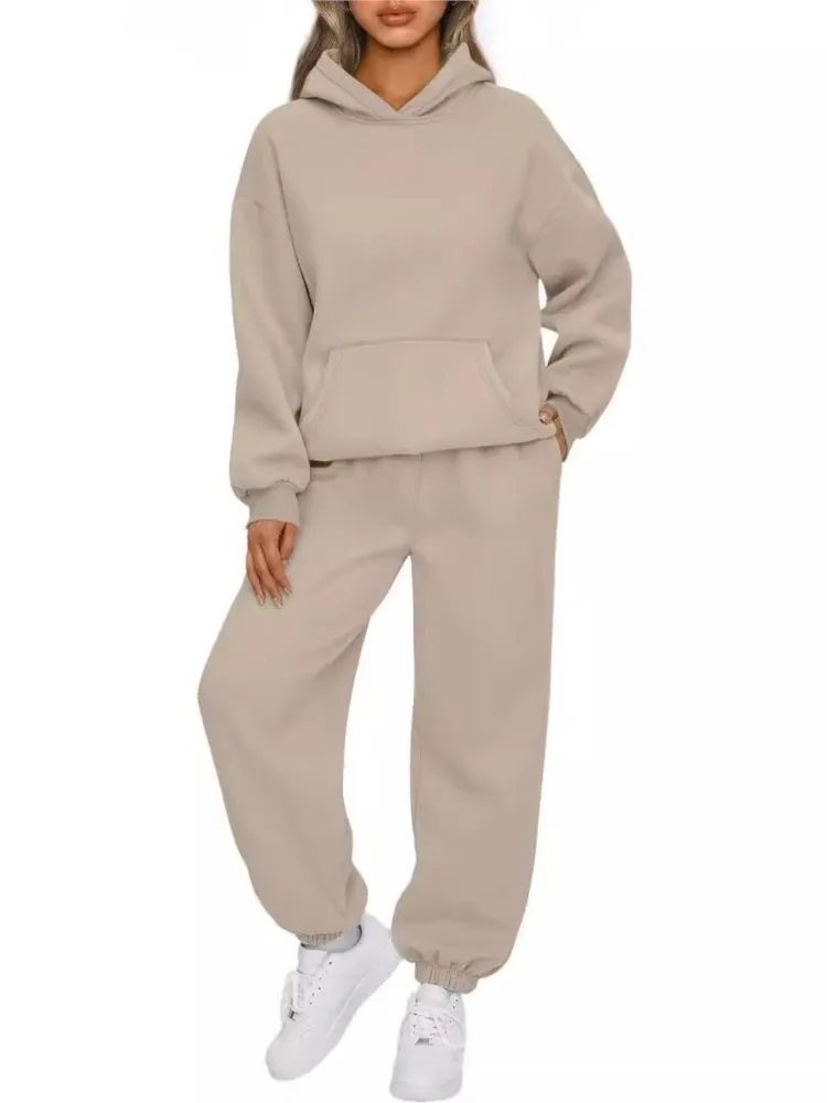 

Autumn Winter Women Two Piece Sets Tracksuit Women Sweatshirt Solid Sports Hoodie Jogging Pant Outfits Solid Casual 2 Piece Sets