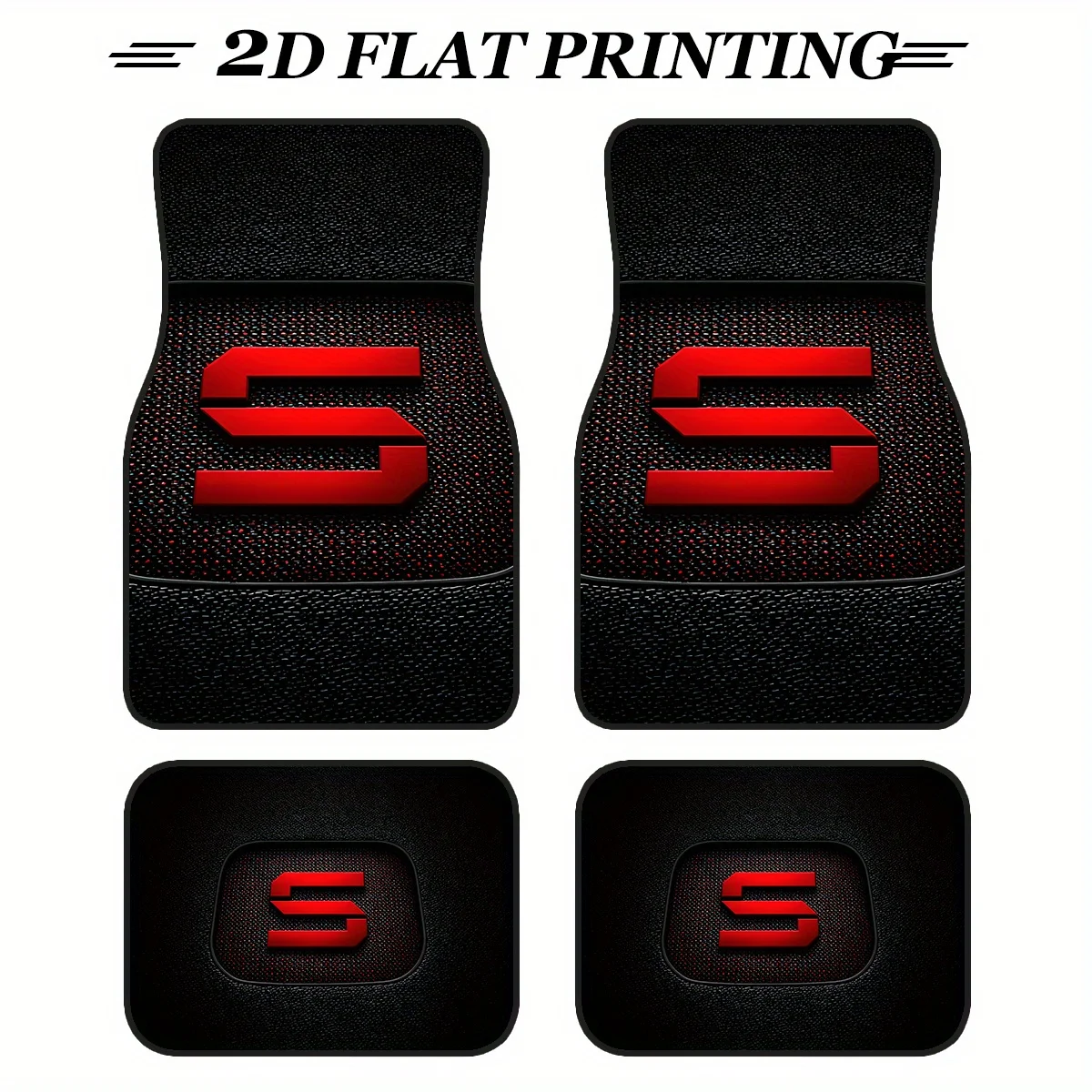 2D 4pcs, Material Floor Mats, Suitable For SUZUKI Cars With Simple Letter Style Pattern, Suitable For Sedans And SUVs, Interior