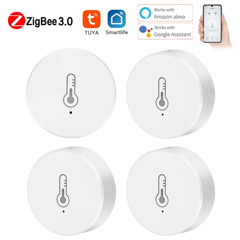 Tuya Zigbee Smart Temperature Humidity Sensor Smart Life Phone APP Remote Monitor Detector work with Amazon Alexa Google Home