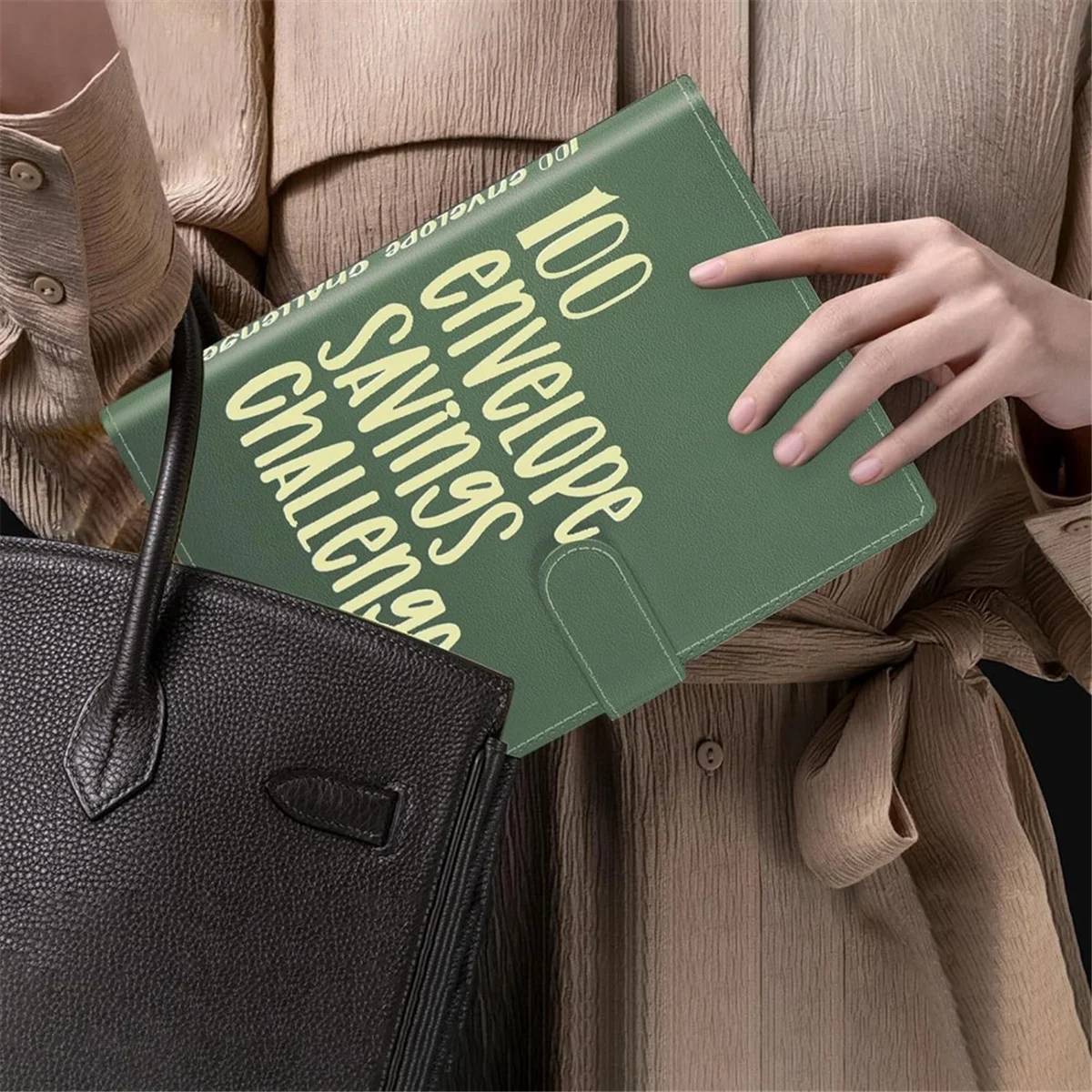 Envelope Money Saving Envelope Binder, A5 Money Saving Budget Binder, Economize 5.050 com o desafio de poupar dinheiro, verde, 100
