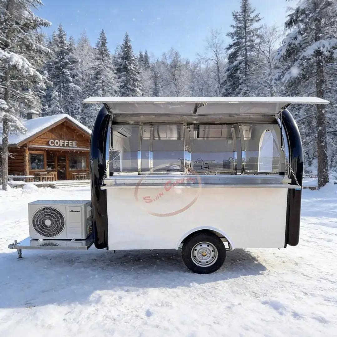 Customizable Fiberglass Catering Trailer Mobile Kitchen Workstation with Storage Cabinets for Food Service