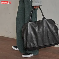 Soft Leather Women Bag Cowhide Large Capacity Female Laptop Handbags Travel Bag Black Big Shoulder Tote Bags Luxury Fashion 2024