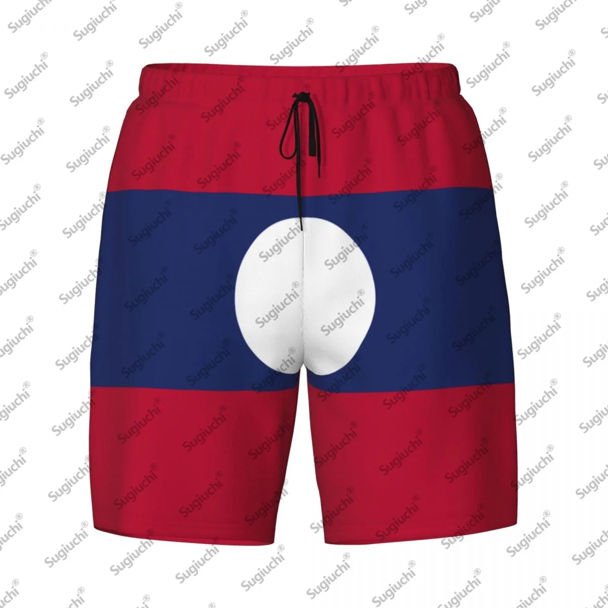 

2025 Лаос Флаг Топ с 3D принтом Мужские плавки Гавайский купальный пляж 2 в 1, быстросохнущие летние шорты для плавания с карманами