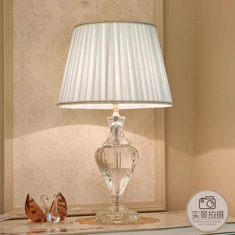 Imagem -06 - Estilo Europeu Luxo Lâmpada de Cristal Quarto Cozy Bedside Light Pastoral Villa Sala Ornamento Abajur Vintage