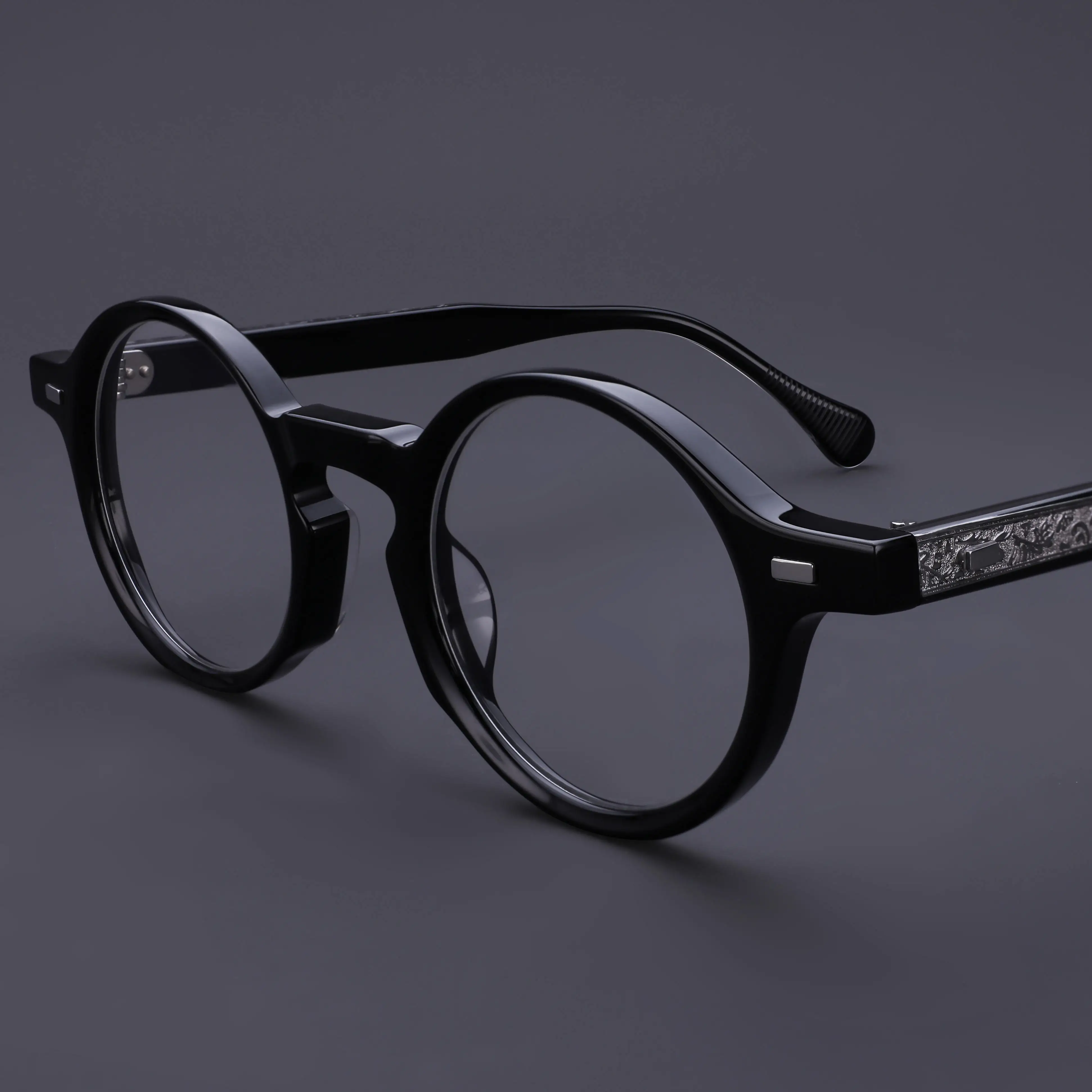 

Retro Round Glasses for Man Thick Acetate Frame Transparent Design Women's Grade Optical Lenses Prescription