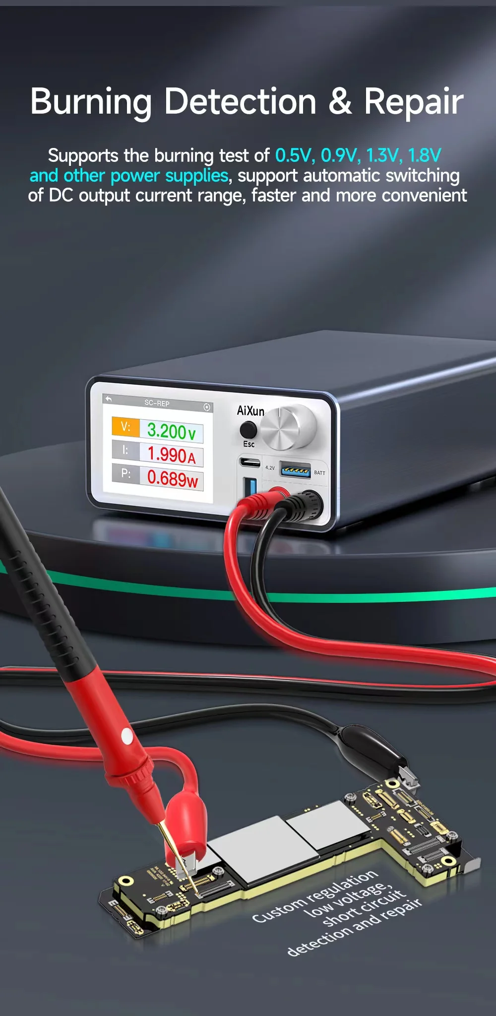 Aixun Intelligent Voltage Regulator, Power Supply, Fast Charge Detection, Mainboard Short Circuit Tester, P2408S