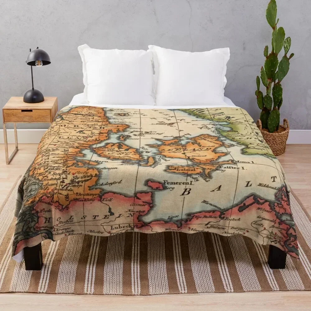 

Vintage Map Throw Blanket Easy Care Comfortable Blanket for Couch