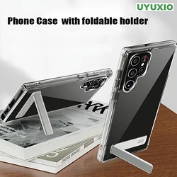 UYUXIO Stand Mobile Phone Case for Samsung Galaxy S25 Ultra S24 S23 FE S22 Plus Clear Cases with Kickstand Cover with Holder