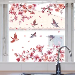 1PCS Foreign Trade Peach Blossom Branch Bird Glass Window Home Beautify Decoration Electrostatic Uv Window Sticker