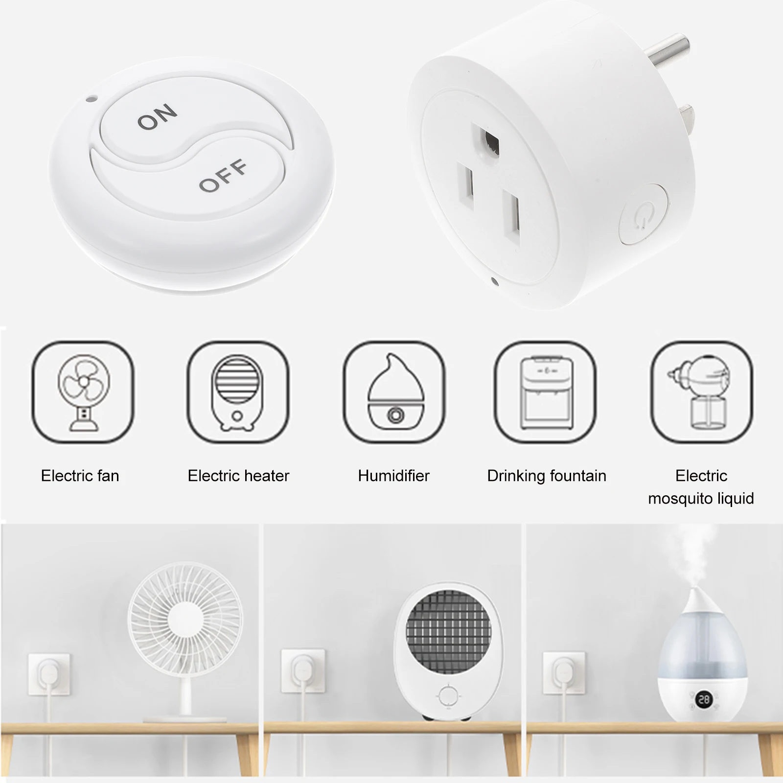 

Wireless Mini Remote-Control Outlet Us Plug Power Socket Compact Remote Outlet for Living Room Bedroom Kitchen