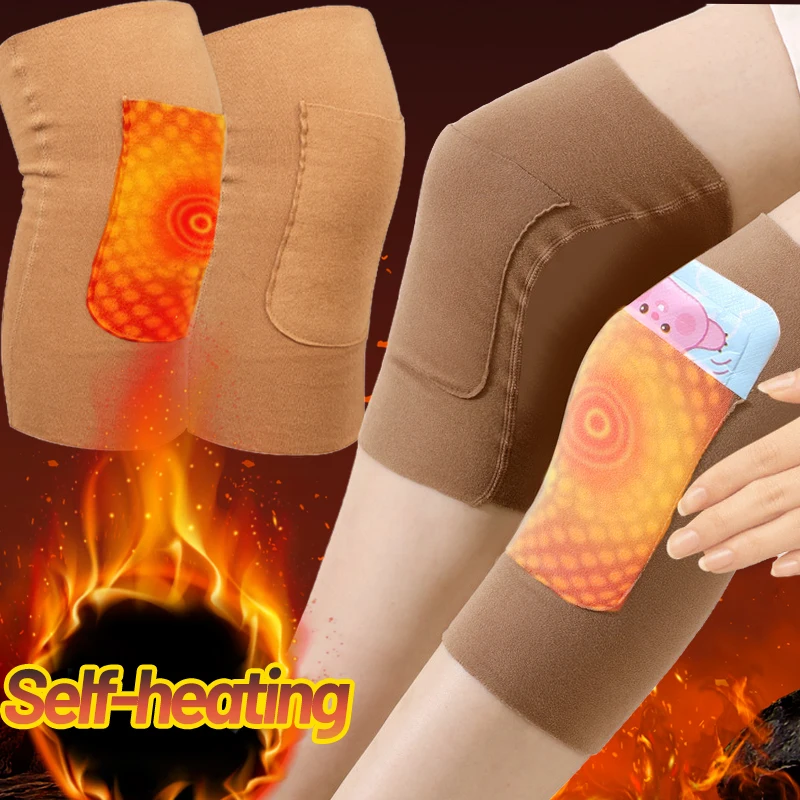 Thicken Velvet Knee Pad for Women Men Elder Legs Heating Sticker Pads Leg Sleeve Arthritis Cold-proof Cycling Warm Leggings