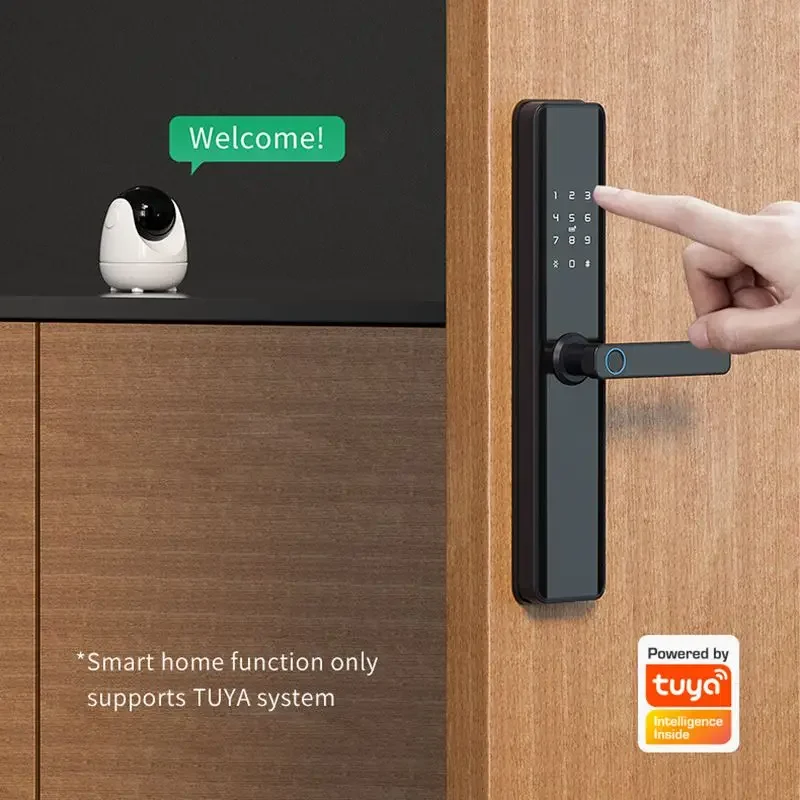 Tuya APP Smart Door Lock Fingerprint IC Cards Password Key WiFi Locks With Touchscreen Keypad Entry Smart Door Locker