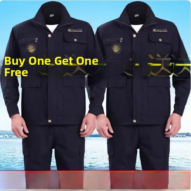 

Комплект рабочей одежды из утолщенного чистого хлопкового холста для мужчин: термостойкая куртка для сварки и повседневной работы на открытом воздухе