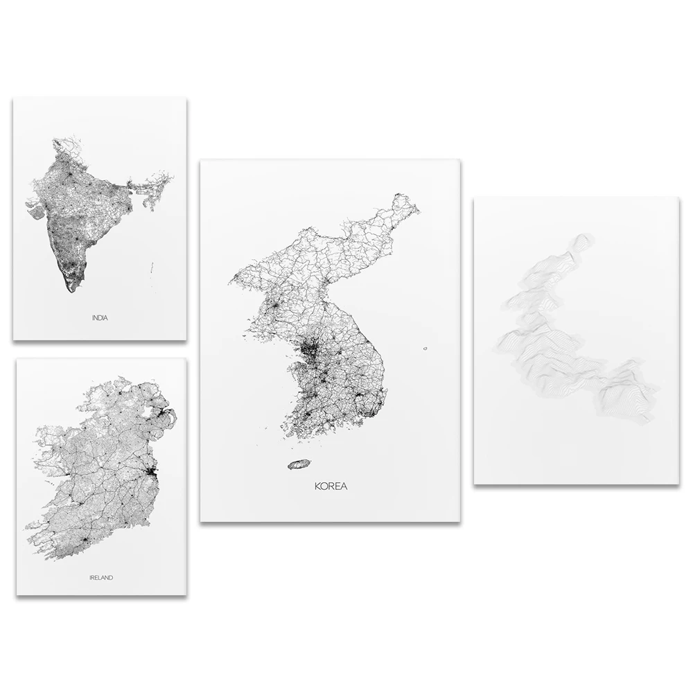 Elba Island, Ponza, Lipari, Pantelleria, Ischiometric Section, India - Korea - Ireland - Map Poster Canvas Print