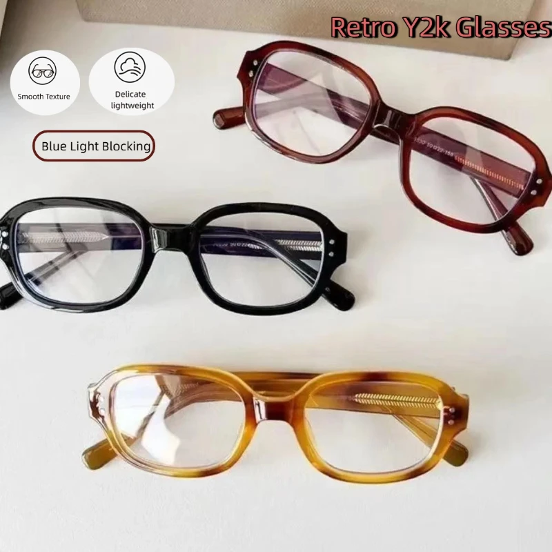 نظارات كلاسيكية Y2k بإطار كامل تحجب الضوء الأزرق للنساء نظارات عصرية بإطار سميك من البولي كربونات للحفلات